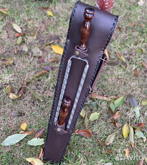 Набор шампуров в кожаном колчане 45см 