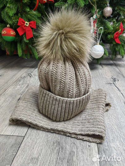 Комплект шапка и снуд женский новый