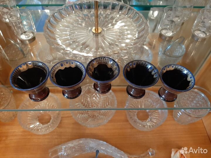 Глиняная посуда кувшин и стопки СССР