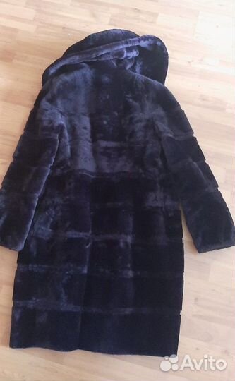 Шуба мутоновая фиолетовая. Каляев. Размер 48- 50