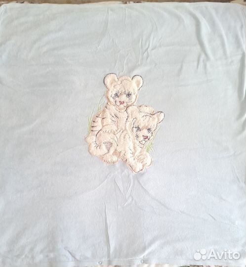 Одеяло конверт голубое на молнии и кнопках