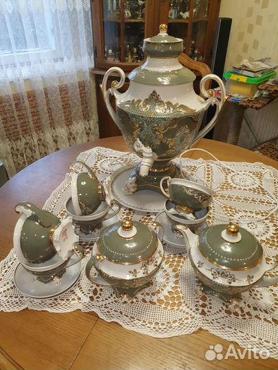 Керамический Чайный сервиз с самоваром