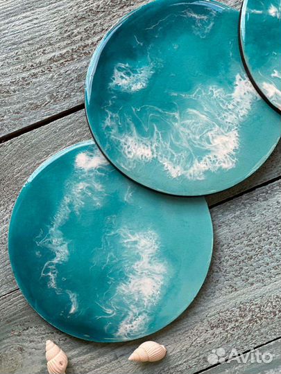 Подставки под бокалы с эпоксидной смолой