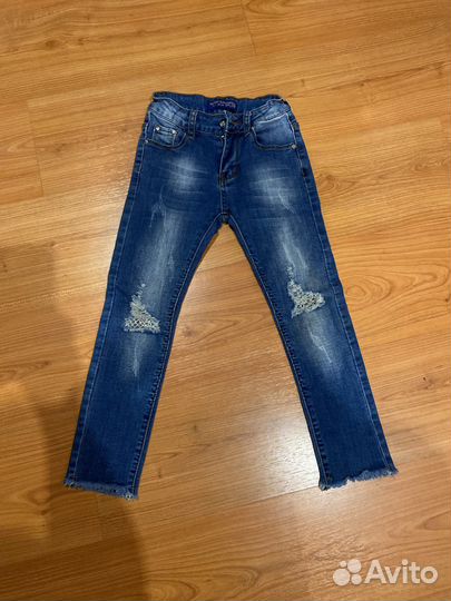 Джинсовая рубашка и джинсы для девочки 6-7 лет