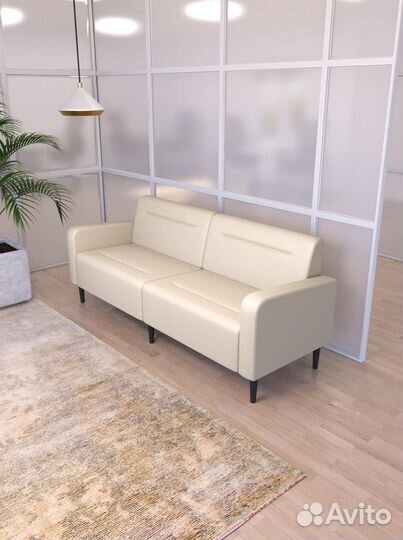 Диван для офиса кремовый экокожа