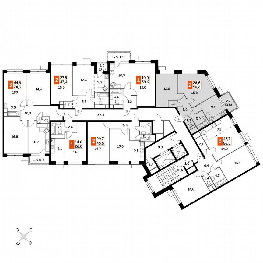 2-к. квартира, 50,8 м², 6/6 эт.