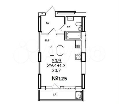 Квартира-студия, 30,7 м², 10/25 эт.