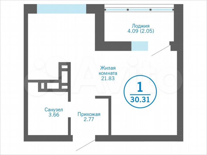 Квартира-студия, 30,3 м², 13/17 эт.