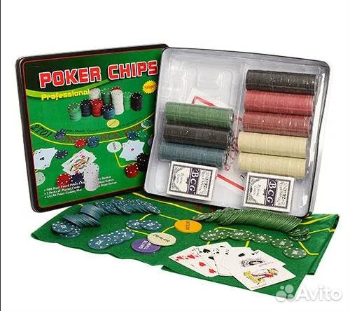 Покер, набор для игры (карты 2 колоды, фишки 500 ш