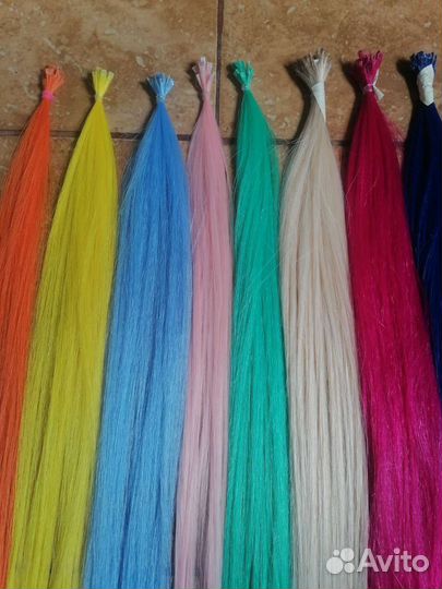 Волосы для наращивания 70 см, цветные пряди