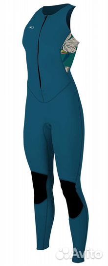 Женский длинный гидрокостюм без рукавов для жаркой