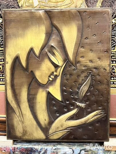 Панно 1972г Девочка со свечой Грузия