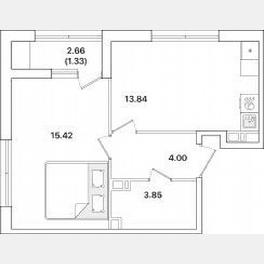 1-к. квартира, 38,4 м², 7/12 эт.