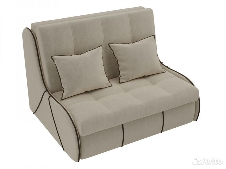 Диван прямой аккордеон Риттэр 120, микровельвет, бежевый, коричневый