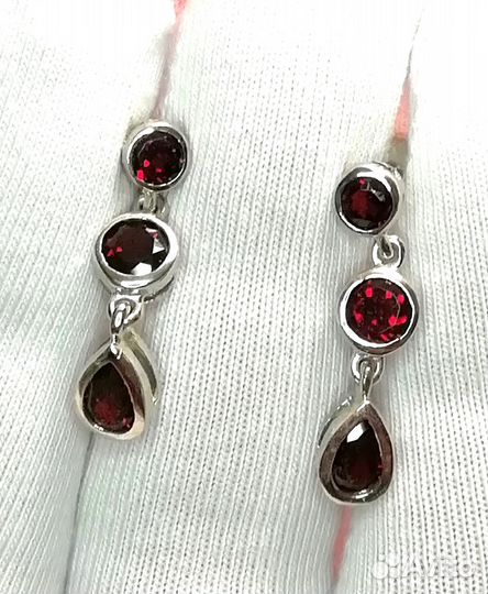 Серьги серебро гранат С361