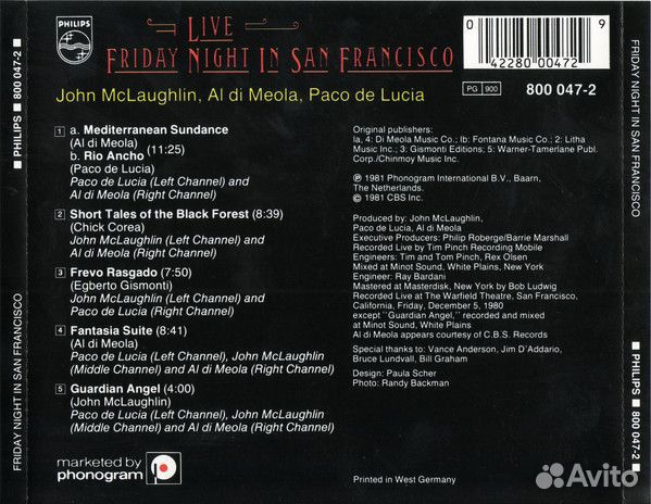 Paco De Lucia – Friday Night In San Francisco (CD)