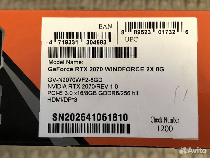 Видеокарта RTX 2070 8gb