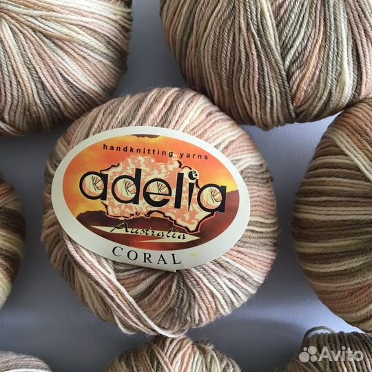 Шерсть 95% пряжа Adelia Coral меланж, за всё