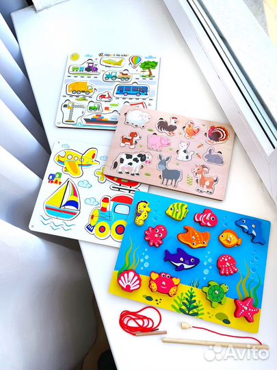 Деревянные пазлы вкладыши, развивающие игрушки