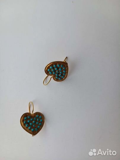 Серьги серебро винтаж с позолотой