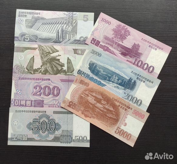 Северная Корея набор банкнот 7 шт. UNC