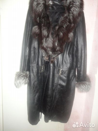 Пальто кожанное зимнее