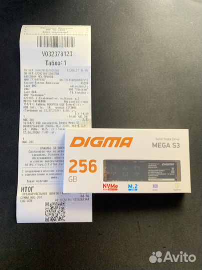 Новый SSD digma Mega S3 M.2 2280 256GB