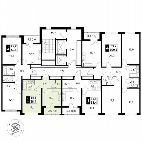 1-к. квартира, 38,4 м², 17/24 эт.