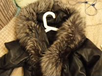 Кожаное пальто с чернобуркой размерL