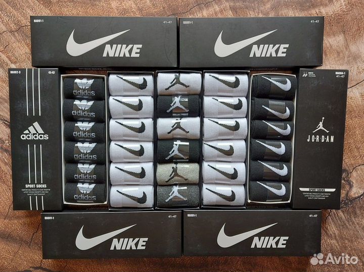 Носки Nike Adidas Jordan белые