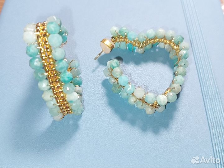 Серьги с амазонитом натуральным