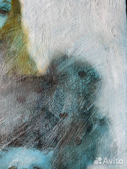 Картина маслом девушка кот стильная в интерьер