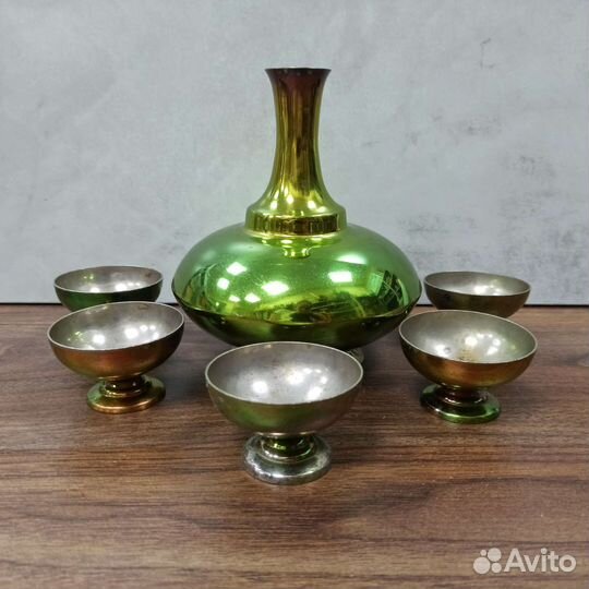 Советский Графин Стопки Рюмки Мельхиор СССР Ретро