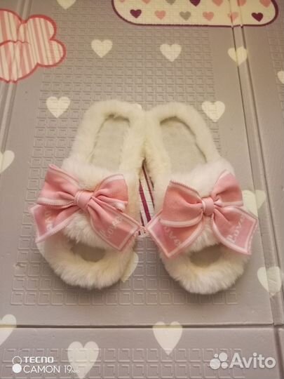 Тапочки с бантиком меховые 39