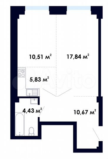 2-к. квартира, 49,3 м², 1/9 эт.