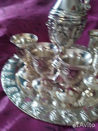 Набор винный (рюмки, кувшин, поднос) посеребренные