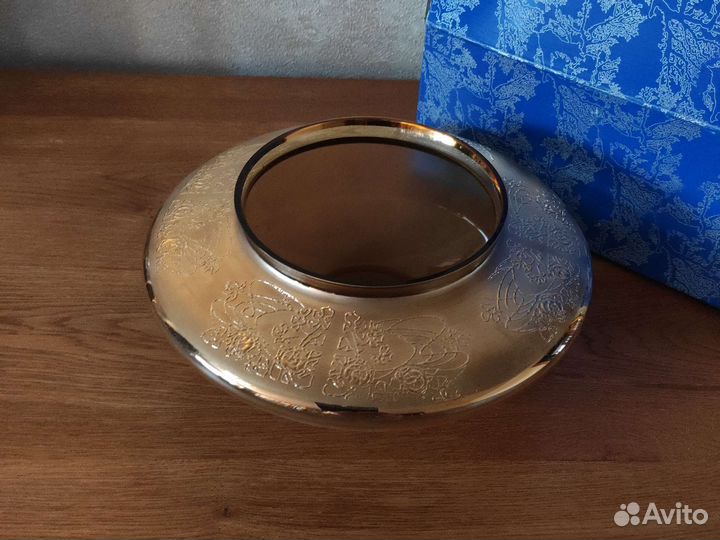 Ваза богемия Амбер с золотом