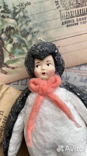 Ватная елочная игрушка Мальчик Пингвин