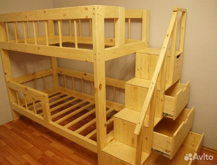 Двухъярусная кровать Пирамидка с ящиками