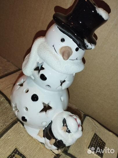Новый подсвечник Новогодний Снеговик