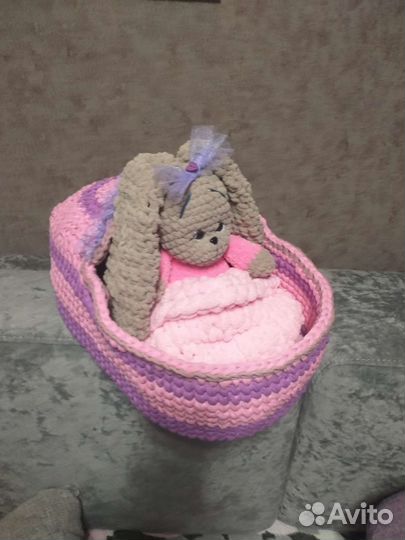 Люлька колыбель. Для кукол. Трикотажная пряжа