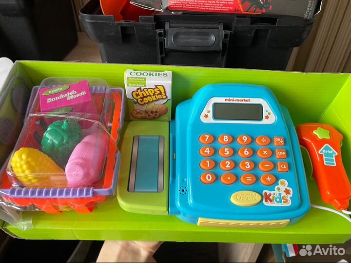 Детская касса, новая, синяя
