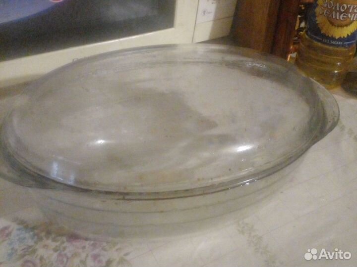 Большая стеклянная утятница для запекания