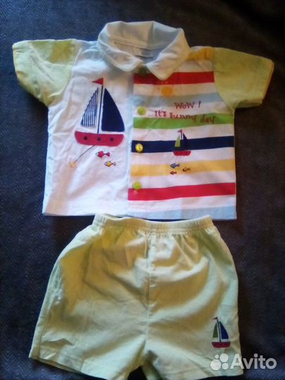 Костюм детский рубашка+ шорты 6-9 месяцев