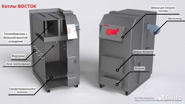Котлы длительного горения Восток 15 - 25кВт