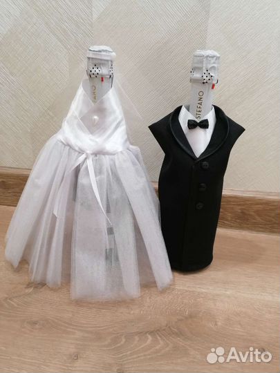 Свадебные украшения на бутылки