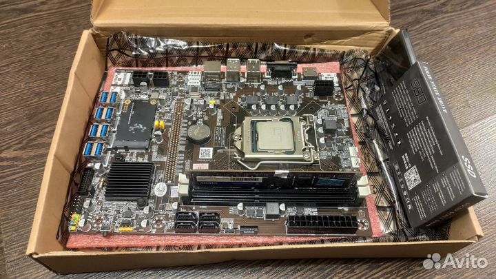 Материнская плата B75 BTC (+озу+процессор+SSD) NEW