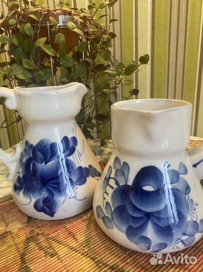 Посуда гжель, Турка и молочник