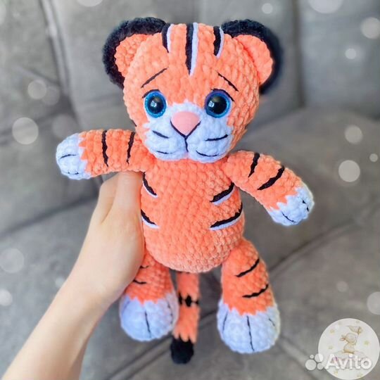 Вязаные игрушки тигр лиса кот панда мышь бык собак