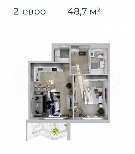 2-к. квартира, 47,3 м², 11/24 эт.